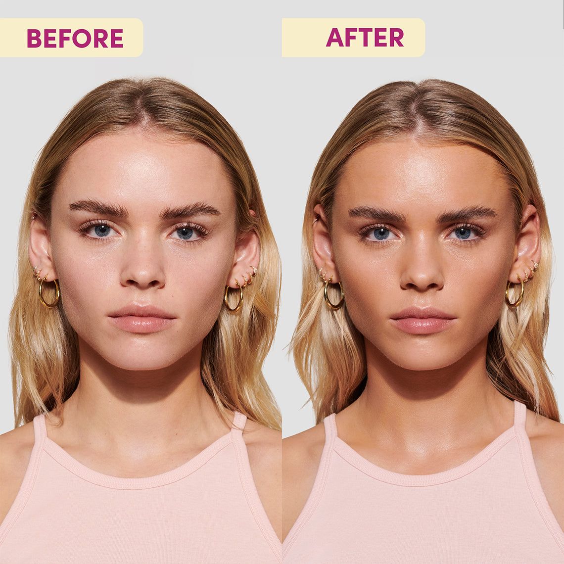 A before and after example of using the master tan set